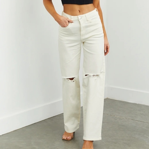 NWT Lover Brand Ivory Wide Leg Jeans M‎